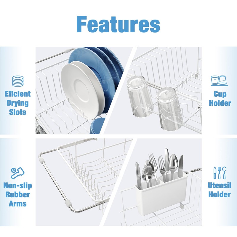JASIWAY Dish Drying Rack in Sink, Small Dish Drainers for