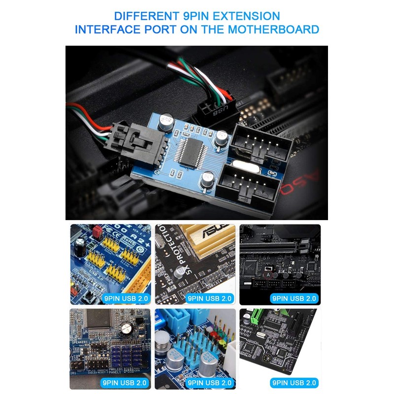 iHaospace USB Hub Internal Motherboard USB 2.0 9-Pin Header 1