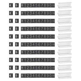 PATIKIL Price Cube Display Price Blocks Adjustable Removable Number Price Stand Silver Tone Counter Price Display for Retail White on Black, Hundred Digit, 15 Set