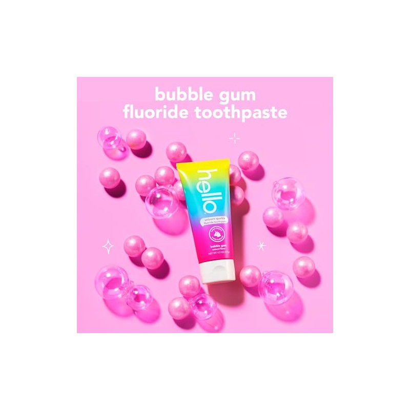 Hello Unicorn Sparkle Kids Toothpaste - Bubble Gum Flavor