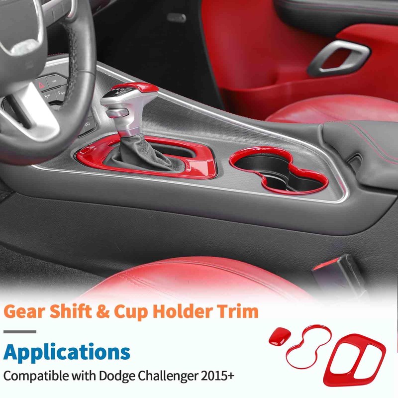 JeCar 3pcs for Challenger Red Interior Trim Kit Interior Accessories