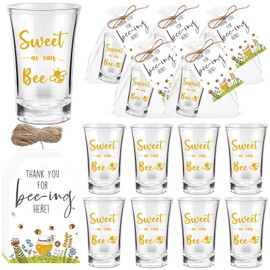 Pickmesh 25 Set Bee Baby Shower Favors for Guests Sweet As Can Bee Acrylic Clear Shot Glasses Honey Baby Shower Gifts Thank You Cards for Gender Reveal Souvenirs Birthday Party Supplies