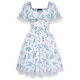 Floral Corset Dress Sundress for Beach Cottagecore Dress Summer Dresses Blue Flower S