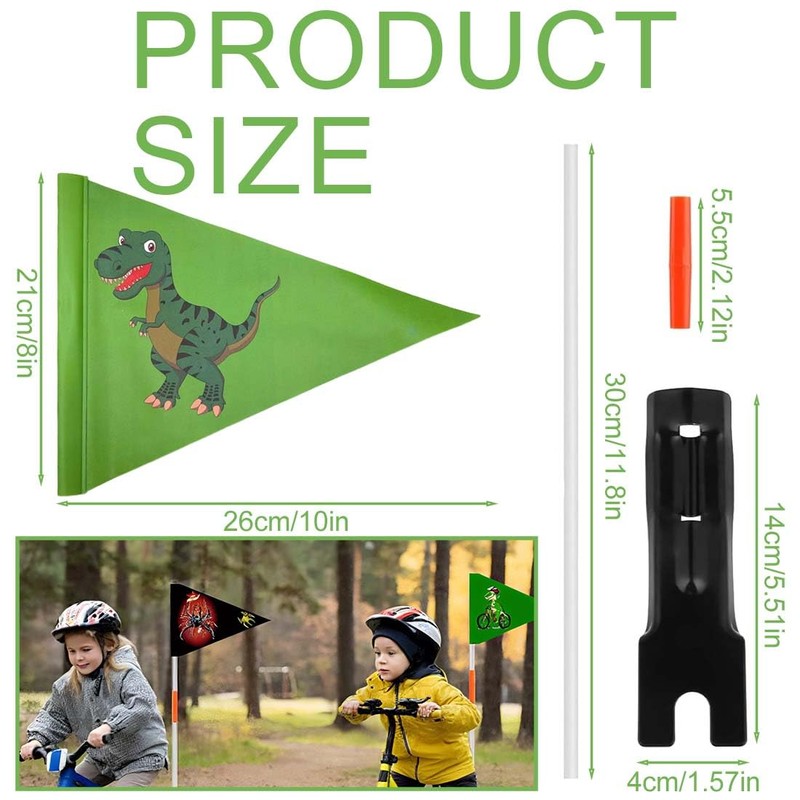 Pack of 6 Bicycle Flags for Children, Double-Sided Bicycle Flag,