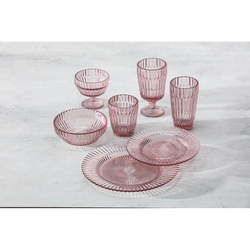 Fortessa Archie Goblet Glass Set of 6, 14.2 Ounce, Pink