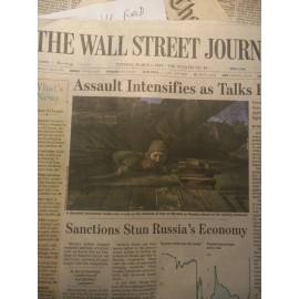 The Wallstreet Journal Tuesday March 1 2022.  Assault Intensifies as Talks End.