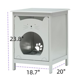 Cat Litter Box Enclosure, Home Decorative Cat House & Side Table, Litter Box Furniture Hidden, Indoor Pet Crate, Wooden Cat Washroom, End Table