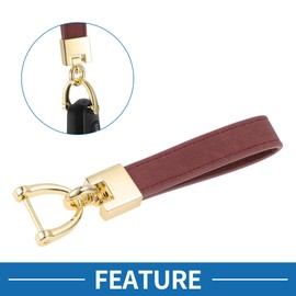 A ABSOPRO Car Keychain Universal Key Chain with Ring for Key Fobs for Home for Women Zinc Alloy Faux Leather Rose Red Gold Tone 1 Set