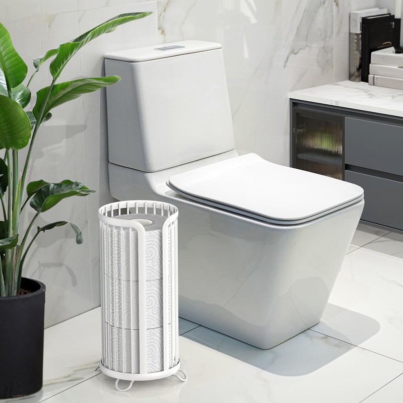 Bunoxea Toilet Paper Holder Stand, Freestanding Toilet Tissue Organizer, Minimalistic