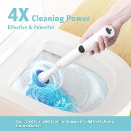AIR U+ Electric Toilet Brush and Holder Set with 5 Disposable Refill Heads, Rechargeable & Wall-Mounted No Drilling Powerful Disposable Toilet Bowl Cleaner Wand