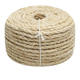 Natural Sisal Rope 1/4 Inch 32-Feet for Cat Tree Tower Repair and Replace Scratching Post, DIY Hemp Twine Rope for Cat Scratching Furniture Window Perch and Crafts Gardening Home Decorating