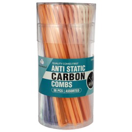 Dream World Anti Static Carbon Combs Assorted Color 36 Pcs Jar