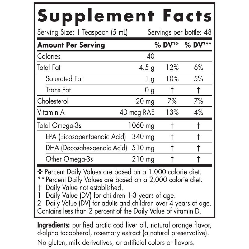 Nordic Naturals Arctic Cod Liver Oil, Orange, 237 ml