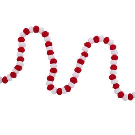 68" Pompom Garland with 1 inch Pompoms for Christmas, Holidays, Parties, Special Events, Showers, Crafts, and Decorations (2 Colors - Red, White)