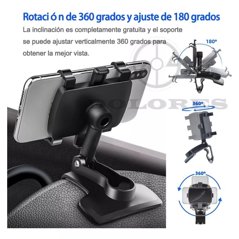 Dolores Soporte Porta Celular 360º Carro Visera Dashboard Auto Movil