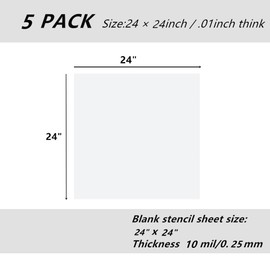 BANLTRE 5 Pack 24" x 24" 10mil/0.25mm Thick Clear Blank Stencil Sheet for Cutting,Craft Plastic Sheets (24" x 24" / 10mil)