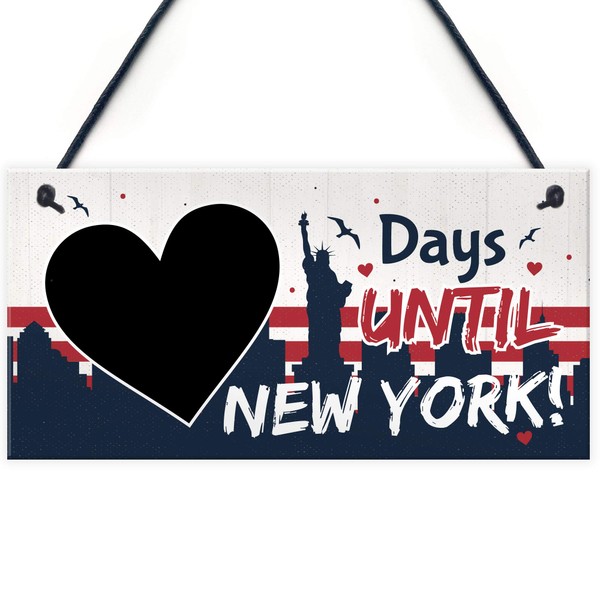 RED OCEAN Chalkboard Days Until New York America Holiday Countdown Plaque Sign Gift For Friend Family