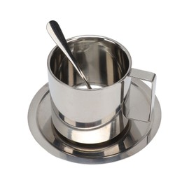 Stainless Steel Coffee Cup Set Double Walled Rustproof Modern Latte Cappuccino Tea Cup for Homes Office Cafe Camping 260ml