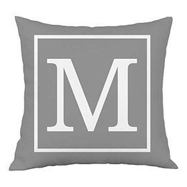 Hangood Alphabet Letter M Cushion Cover 18x18 Soft Plush Throw Pillow Covers 45cm x 45cm M