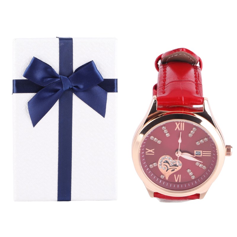 Women Watch Wine Red Mechanical Watch Luminous Waterproof Hollow Heart