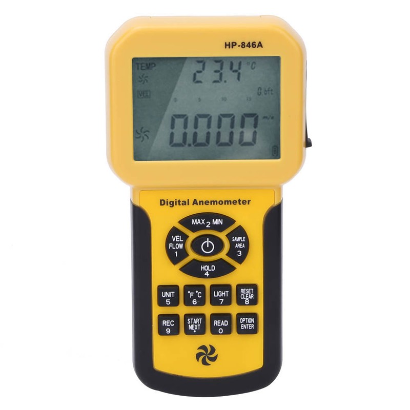 HP-846A Digital Portable Anemometer Wind Speed Gauge Air Temperature Meter