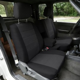 EDIETH Premium Knitted Front 60/40 Split Seat Covers for Toyota Tacoma 1995 1996 1997 1998 1999 2000 Protective & Stylish with Headrests and Console Cover Easy to Clean - Black