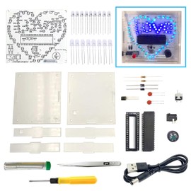 2 in 1 Soldering Practice Kit DIY Heart Shaped Music LED Light with Acrylic Case Shake Spin Lucky Wheel Electronics Soldering Project Beginner Welding Training Board by HUOYOGER