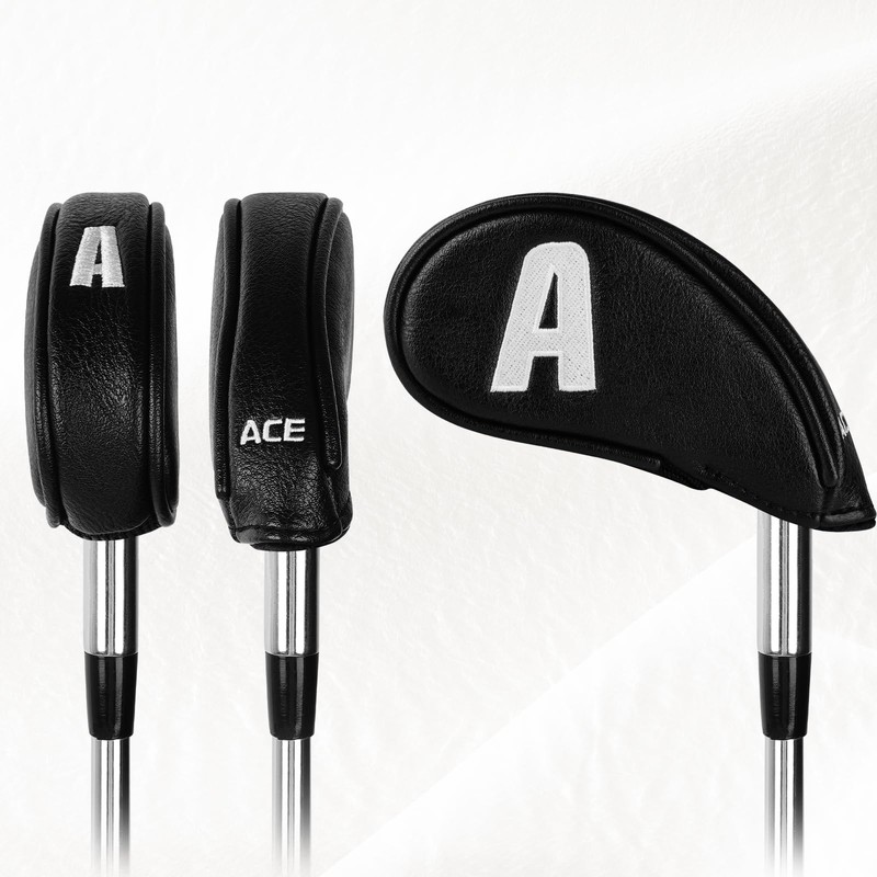 Craftsman Golf 9pcs/set Black Iron Headcover Set Elastic Closure Suitable