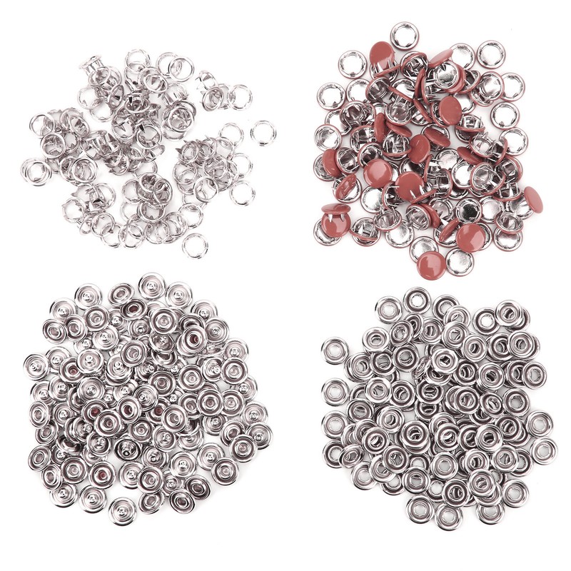 100 Set Snap Button Colorful Brass Prong Press Stud Sewing