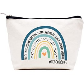 LIBIHUA Teach Love Inspire Motivate Lead Encourage Listen Connect Include Teacherlife -Makeup Bag Cosmetic Bag Travel Pouch - Appreciation Gifts for Teachers - Birthday Christmas Back To School Gift