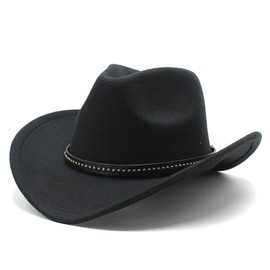 starfa lab Cowboy Hat for Women and Men, Classic Western Wide Edge Brim Fedora Felt Outdoor Hat Suitable for Men Women Cowboy Costume Party Photo Prop Activities (UK, Alpha, M, Black)