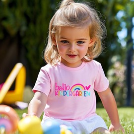 Hello Kindergarten Shirt Toddler Girls 1st Day of Kindergarten T-Shirt Kids Back to School Outfit Tops