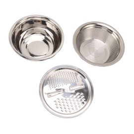 3pcs Stainless Steel Drain Basket Vegetable Cutter 3 in 1 Kitchen Multipurpose Julienne Grater Salad Maker Bowl