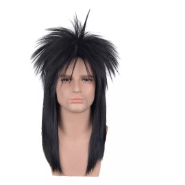 OEM Mullet Cher Glam Rock-rocker Cospl, Largo, Negro, De Los 70