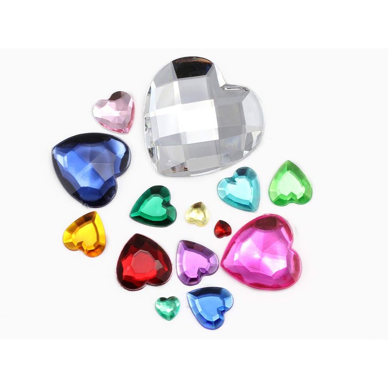 18mm Red Ruby H103 Flat Back Heart Acrylic Rhinestones Plastic