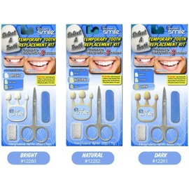 Instant Smile Select A Tooth Temporary Tooth Replacement Kit - 3 Pack Combo - Light, Natural, Dark Shade