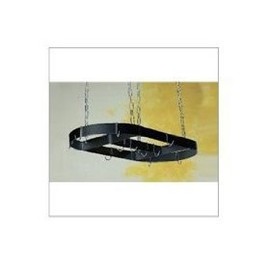Rogar Black Oval Pot Rack with Center Bar 34-in.