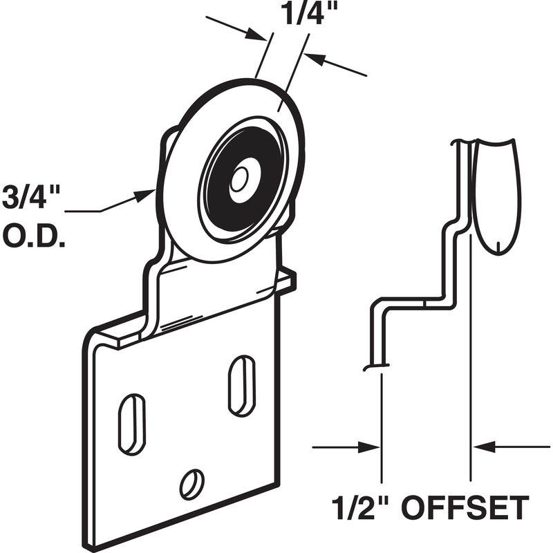 Slide-Co 16202-B Closet Door Roller Assembly, 3/4 In. Convex Edge