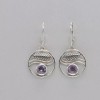 Amber America Round Purple AMETHYST Fern and Wave Earrings Leverback