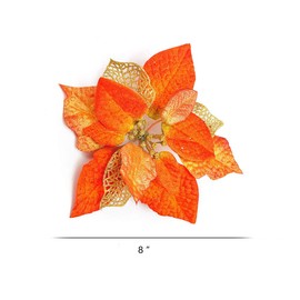Riverbyland 8" 6 Pcs Poinsettia Flower Christmas Decorations Tree Ornament Orange