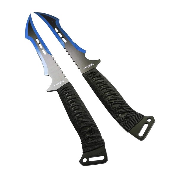 Tactical Master 27" Twin Tactical Machete 2 Pcs Set, Fantasy Katana Double Sword. for Collection, Gift, Camping, Outdoor Sports (Blue)