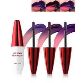 Lip Tint Stain Peel Off Set of 3 Colours Matte Lip Gloss, Durable Waterproof Nude Magic Tattoo Removable Liquid Lipstick, Non-Stick Lips Peel Off Lip Liner for Women Valentine's Day Make Up