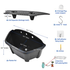 ORIMERC 9.8 inch Plastic Wall Planter for Indoor Plants, Wall Hanging Flower Pot for Railing Fence Balcony Outdoor Décor Plastic Wall Mount Plant Basket-Dark Coffee, Pack of 4