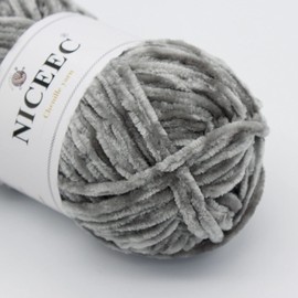 NICEEC 3 Skeins Soft Chenille Yarn Blanket Yarn for Knitting Fancy Yarn for Crochet Weaving DIY Craft Total Length 3×85m (3×93yds, 3×50g)_Light Grey