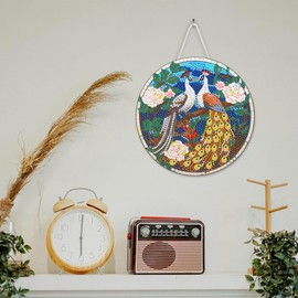 SKRYUIE Hanging Diamond Art Kits for Adults Peacock, DIY Window Pendant Diamond Painting Kit Sun Catcher, Special Shaped Crystal Acrylic Double Sided, Porch Outdoor Spring Ornament 7.64 x 7.64 Inch