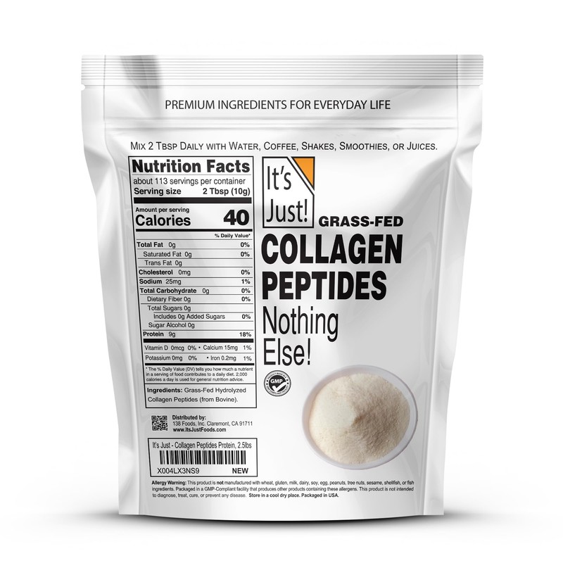It's Just! - Collagen Peptides, Protein Powder, 40 Ounce, GrassFed