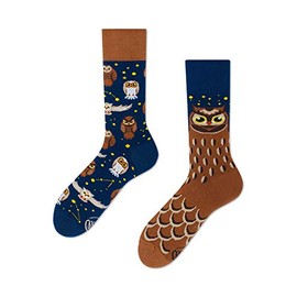 Many Mornings Unisex Owly Moly Mismatched Socks, Multi-colour.