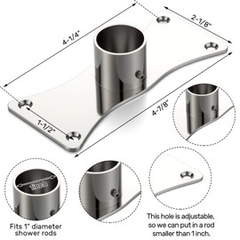 Teenyyou 4 Pcs Rectangular Shower Curtain Rod Flange Bracket Jumbo Shower Rod Flange for 1 Inch Shower Curtain Rod