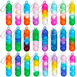 24PCS Party Bag Fillers for Kids Unisex - Pop Popit Poppets ADHD Fidget Toys for Kids - Anxiety Relief Kids' Party Favours - Fidget Keyring Party Bag Toys - Gifts for Students from Teachers