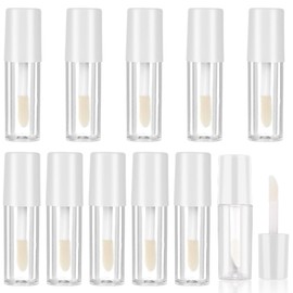NHPY Empty Tubes Lip Gloss Tubes, Pack of 10 Refillable Tubes, Clear Cosmetic Containers, Make Your Own Lip Gloss, Lip Gloss Container, Lip Gloss Tube for Lip Gloss, Cosmetics, Makeup (White)